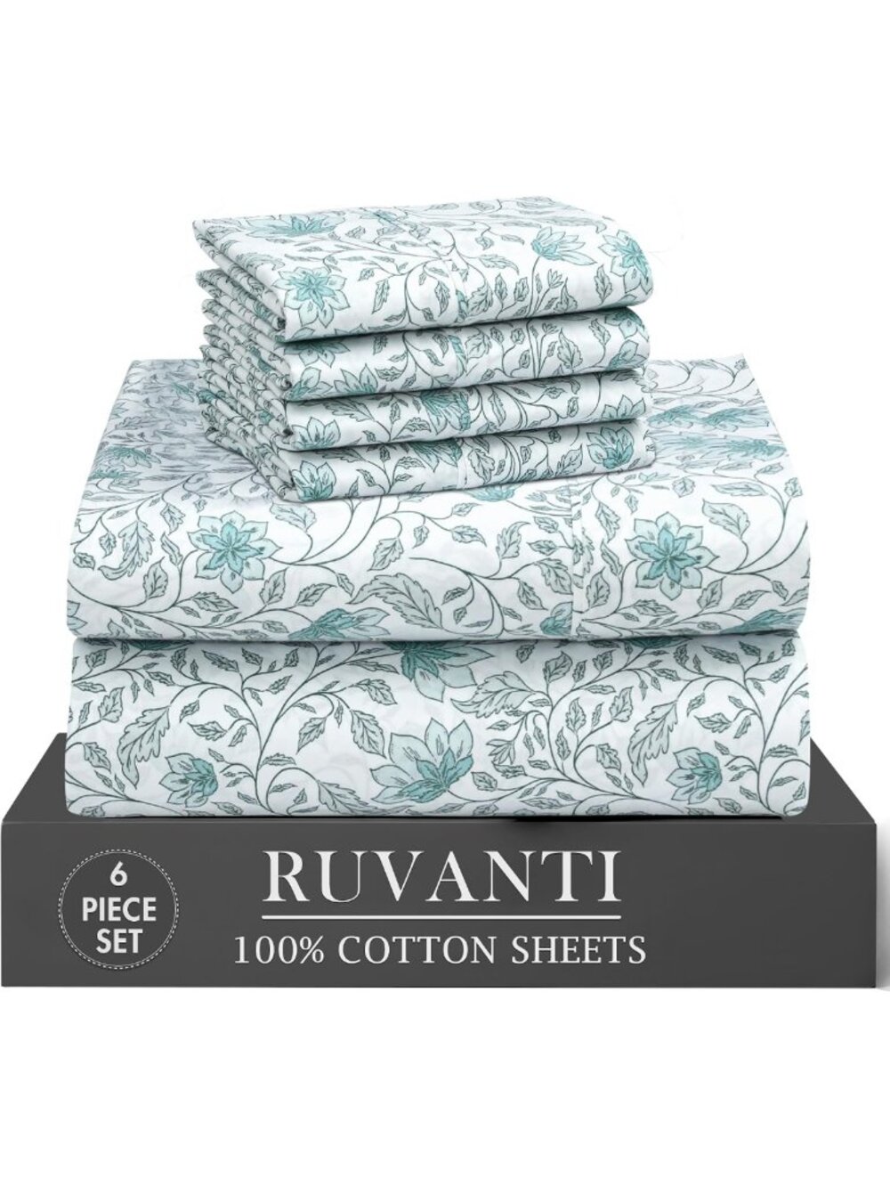 100% Cotton Queen Sheet Set - Soft Percale Bedding, Wildflower Print, Cozy
